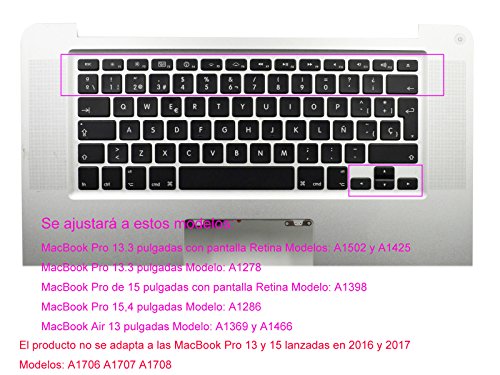 Silicona Skin Española Cubierta del teclado para MacBook Pro 13" 15" 17" & Air 13" , MacBook Pro 13" 15" Retina Modelos A1502 A1425 A1278 A1398 A1286 A1369 A1466 (azul de la pendiente)