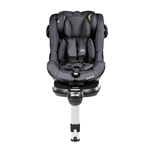 Silla de Coche Swivel Rotative 360º Lino Gris - Innovaciones MS - Grupo 0-1 con capota de serie y sistema de protección lateral.