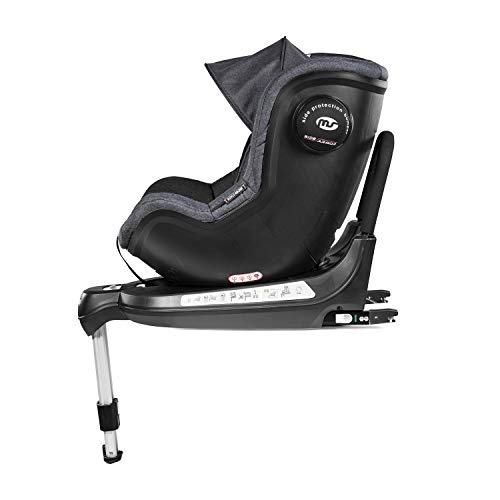 Silla de Coche Swivel Rotative 360º Lino Gris - Innovaciones MS - Grupo 0-1 con capota de serie y sistema de protección lateral.