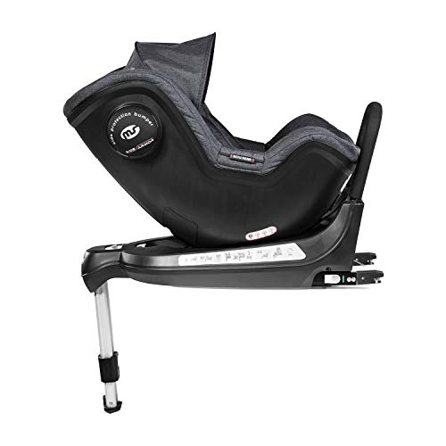 Silla de Coche Swivel Rotative 360º Lino Gris - Innovaciones MS - Grupo 0-1 con capota de serie y sistema de protección lateral.