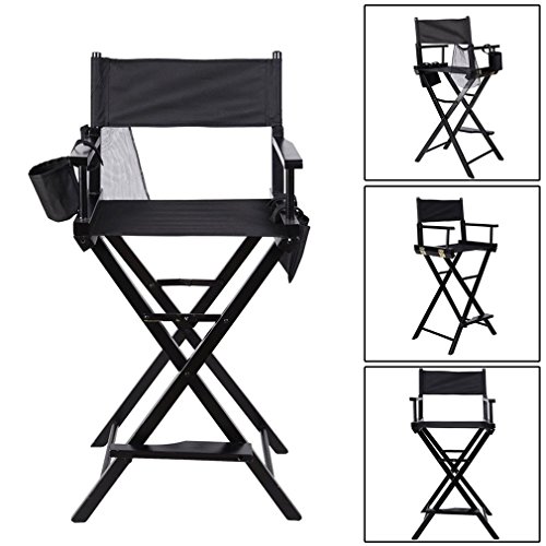 Silla de director Niceao profesional, plegable, portátil, de madera con bolsillos laterales para estudio, maquillaje de artistas, director de películas, etc.