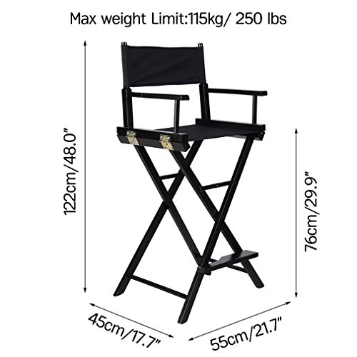 Silla de director Niceao profesional, plegable, portátil, de madera con bolsillos laterales para estudio, maquillaje de artistas, director de películas, etc.