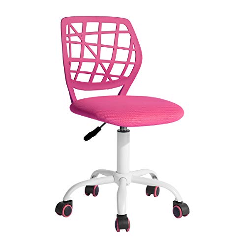 Silla de escritorio Fanilife, ajustable y giratoria sin brazos de diseño, para niños, silla para el ordenador, para los deberes, para estudiar, color negro