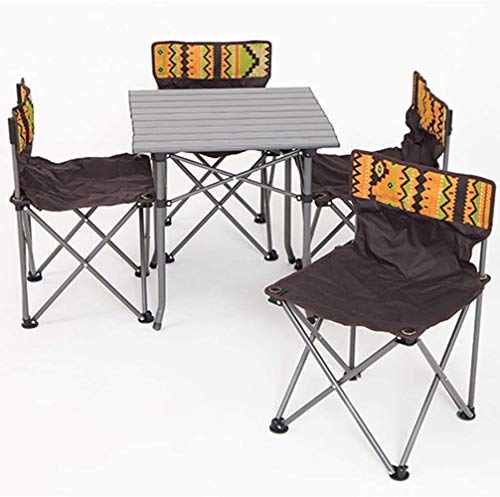 Silla de playa plegable conjunto de mesa y portátil plegable Mesa Con Sillas de 5 pedazos, mesa de camping y sillas, plegable poco voluminoso Mochila Ligera tabla y una silla en una bolsa for al aire