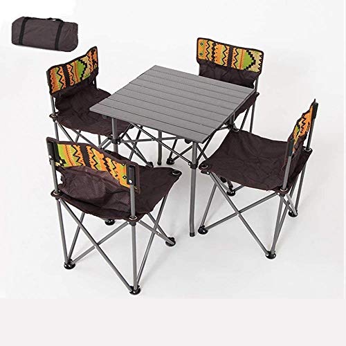 Silla de playa plegable conjunto de mesa y portátil plegable Mesa Con Sillas de 5 pedazos, mesa de camping y sillas, plegable poco voluminoso Mochila Ligera tabla y una silla en una bolsa for al aire