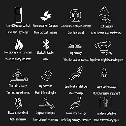 Sillón De Masaje Shiatsu Alta Gama Relax Zero Gravity, Sillón 3D Sin Estrés con Función De Calefacción Sillón De TV con Función De Masaje para La Espalda,Gris