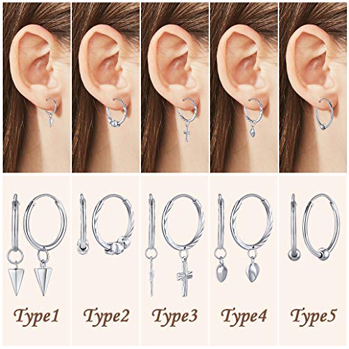 Silvora 20mm Pendientes Aros Chicos Bola Plata Pendientes Pequeños Mujer Pendientes Aro con Bola Hombre