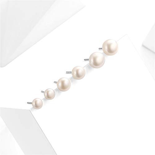 Silvora 3 Pares Perlas 6/8/10MM Pendientes Plata con Perlas Agua dulce para Mujeres Chicas Pendientes Perla natural Gratis caja de regalo