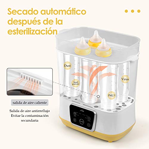 SIMBR Esterilizadoras de Biberones 5 en 1 de hasta 12 Biberones o Chupetes 600W Esterilizador a Vapor Eléctrico y Secadora con Pantalla táctil LED, Libre de BPA
