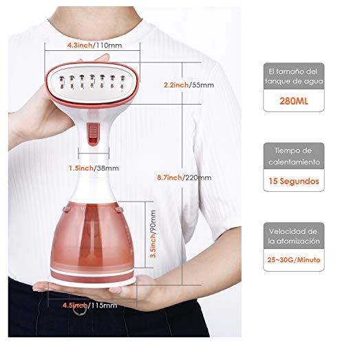 SIMBR Plancha Vertical de Vapor Plancha Portátil 1500W con Depósito de 280mL, Calentamiento en 15 Segundos Plancha para Ropa en Hogar y Viaje