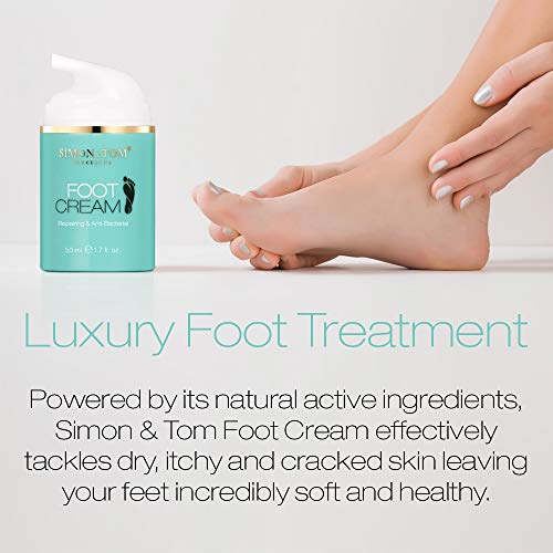 Simon & Tom - Crema para Pies - con Aceite de Argán, Aceite de Árbol de Té y Menta, Hidratante y Regeneradora, Repara la Piel Seca, los Talones Agrietados y Alivia el Picor, 50ml
