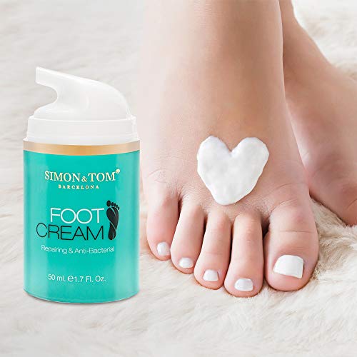 Simon & Tom - Crema para Pies - con Aceite de Argán, Aceite de Árbol de Té y Menta, Hidratante y Regeneradora, Repara la Piel Seca, los Talones Agrietados y Alivia el Picor, 50ml