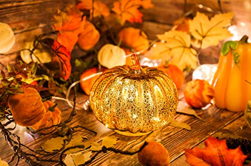 simpdecor Calabaza de Halloween LED Ligero Decorativa Adornos para Halloween para una Gran casa embrujada decoración de Halloween Oro 5.5 ''
