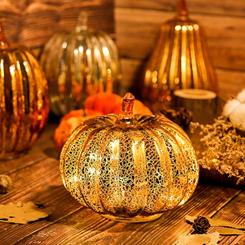 simpdecor Calabaza de Halloween LED Ligero Decorativa Adornos para Halloween para una Gran casa embrujada decoración de Halloween Oro 5.5 ''