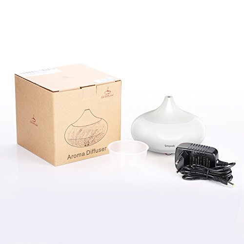 Simpeak Compatible Humidificador Ultrasonico Aromaterapia 100ml, Vapor Difusor Ultrasonico con 7-Color LED de luz para Bebes, Hogar, Oficina, Bebe, Dormitorio - Blanco
