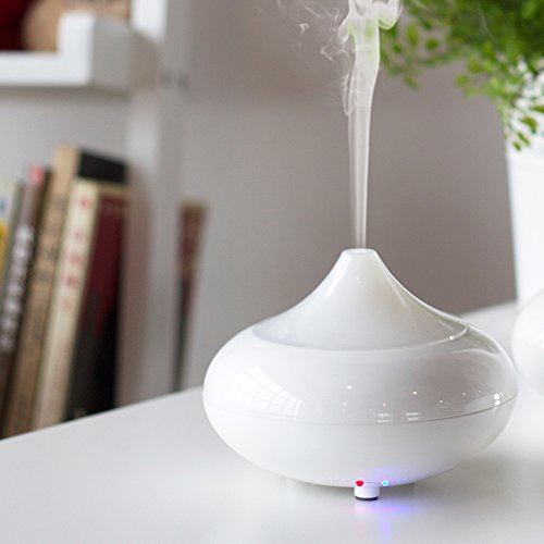 Simpeak Compatible Humidificador Ultrasonico Aromaterapia 100ml, Vapor Difusor Ultrasonico con 7-Color LED de luz para Bebes, Hogar, Oficina, Bebe, Dormitorio - Blanco