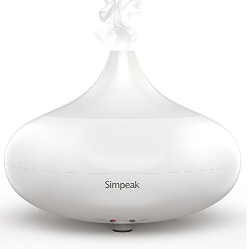 Simpeak Compatible Humidificador Ultrasonico Aromaterapia 100ml, Vapor Difusor Ultrasonico con 7-Color LED de luz para Bebes, Hogar, Oficina, Bebe, Dormitorio - Blanco