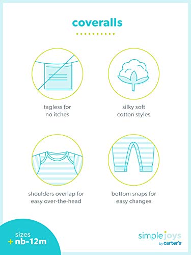 Simple Joys by Carter's enteritos para bebés, paquete de 3 ,Pink/Mint/Dino ,12 Months