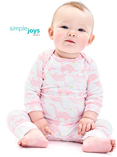Simple Joys by Carter's enteritos para bebés, paquete de 3 ,Pink/Mint/Dino ,12 Months
