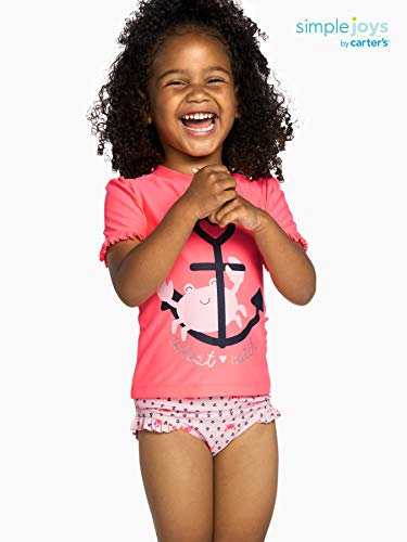 Simple Joys by Carter's Juego de 2 piezas de protección para bebés y niñas ,Pink/Navy Stripe ,3-6 Meses