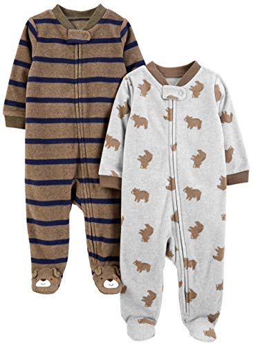 Simple Joys by Carter's Paquete de 2 pieles de forro polar para dormir y jugar ,Brown Bear/Brown Stripes ,Bebé prematuro