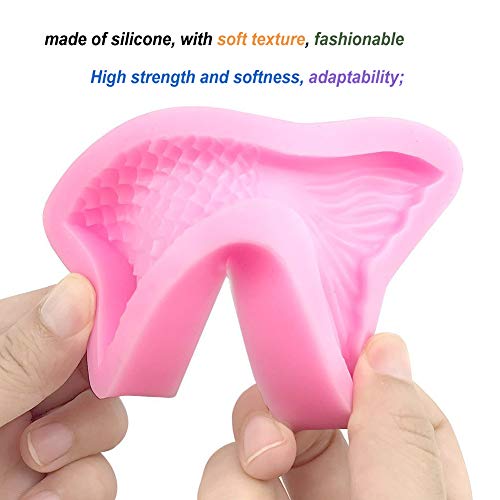 Simuer - Molde de silicona para fondant de sirena, diseño de conchas marinas, para decoración de tartas, para manualidades, azúcar, dulces, chocolate, hielo, cubitos, jabón, 3 unidades