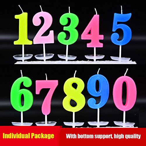 SIMUR Velas de cumpleaños 0-9 Moldeadas con números para fiestas, día especial, divertidas velas de deseo, multicolor, 20 unidades