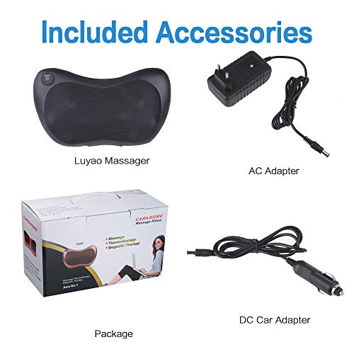 Sinbide Almohada de Masaje Shiatsu, 3D de Cuello Cojín Masajeador para Proteger la Columna Vertebral y Relajar Cuello, Espalda y Cintura en Hombro Masajeador Para El Hogar/Coche/Oficina/Viaje (A)