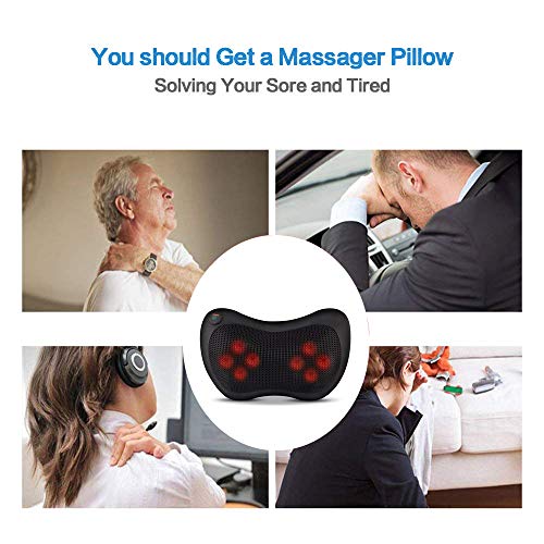 Sinbide Almohada de Masaje Shiatsu, 3D de Cuello Cojín Masajeador para Proteger la Columna Vertebral y Relajar Cuello, Espalda y Cintura en Hombro Masajeador Para El Hogar/Coche/Oficina/Viaje (A)