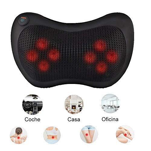 Sinbide Almohada de Masaje Shiatsu, 3D de Cuello Cojín Masajeador para Proteger la Columna Vertebral y Relajar Cuello, Espalda y Cintura en Hombro Masajeador Para El Hogar/Coche/Oficina/Viaje (A)