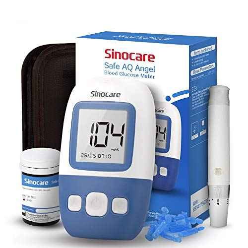 sinocare Medidor de glucosa en sangre kit/Control de la diabetes kit con codefree tiras x 25 y caja para diabéticos - en mg/dL (Safe AQ Angel)