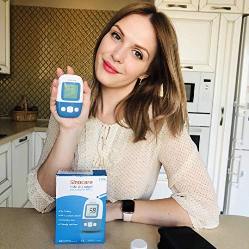 sinocare Medidor de glucosa en sangre kit/Control de la diabetes kit con codefree tiras x 25 y caja para diabéticos - en mg/dL (Safe AQ Angel)