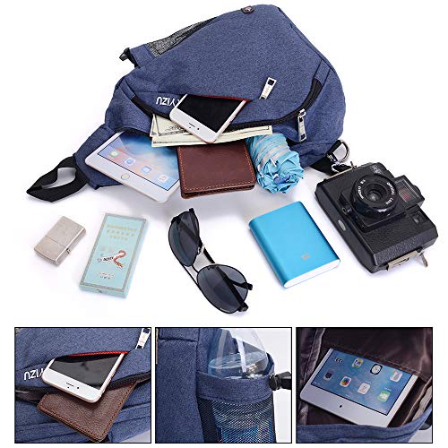 SINOKAL Pecho Mochila Bolso Pecho Casual Bandolera Hombro triángulo Paquetes Daypacks para Hombres Mujeres (Azul)