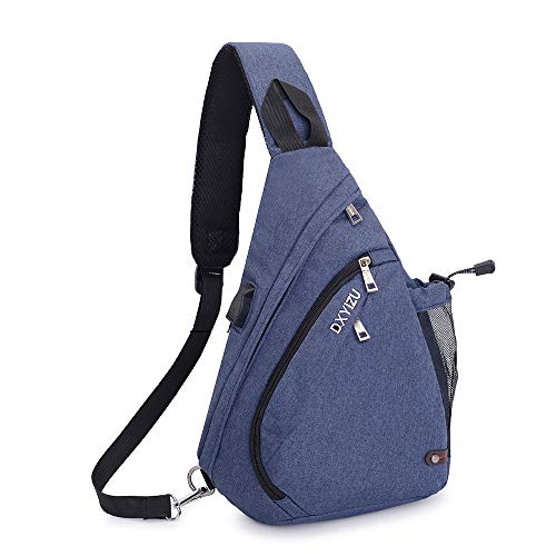 SINOKAL Pecho Mochila Bolso Pecho Casual Bandolera Hombro triángulo Paquetes Daypacks para Hombres Mujeres (Azul)