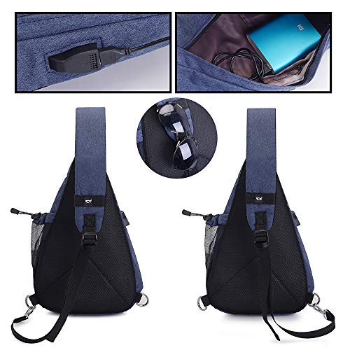 SINOKAL Pecho Mochila Bolso Pecho Casual Bandolera Hombro triángulo Paquetes Daypacks para Hombres Mujeres (Azul)