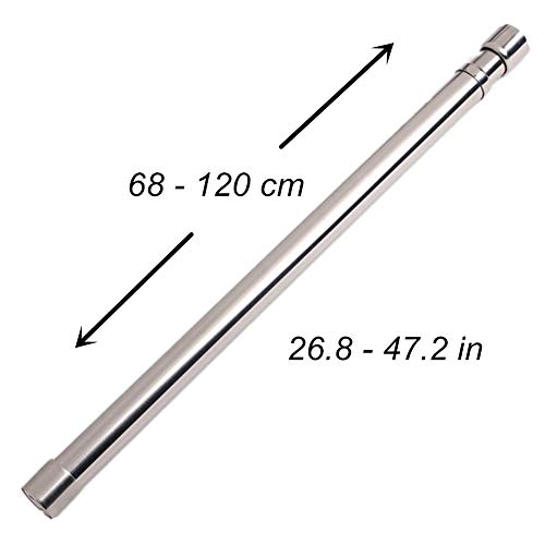 sinzau - Barra extensible para armario de 26,8 a 47,2 pulgadas, tubo de acero inoxidable con extremos de enchufes