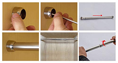 sinzau - Barra extensible para armario de 26,8 a 47,2 pulgadas, tubo de acero inoxidable con extremos de enchufes