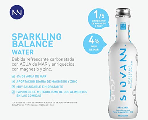 Siovann | Bebida refrescante con gas y con agua de mar | Enriquecida con Zinc y Magnesio | Pack 24 botellas x 275 ml. Vidrio