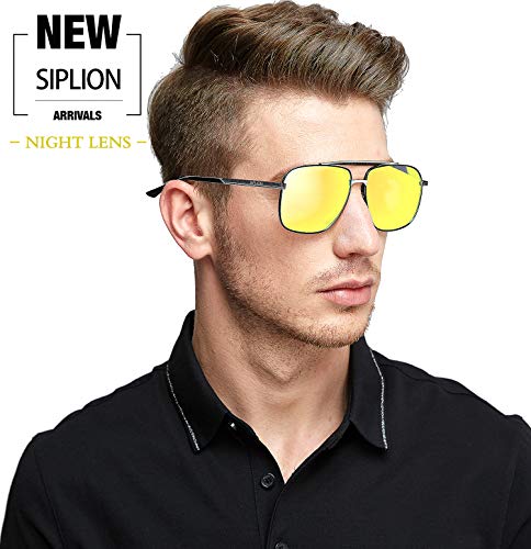 SIPLION Gafas de sol Hombre Polarizadas Gafas de sol para Hombre rectangulares 1823Amarillo