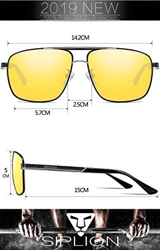 SIPLION Gafas de sol Hombre Polarizadas Gafas de sol para Hombre rectangulares 1823Amarillo