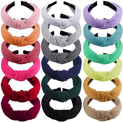 SIQUK 18 Piezas Diademas Mujer Nudo Diadema Turbante para Mujer y Niñas 18 Colores