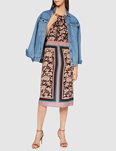 Sisley Dress Vestido, Multicolor (Negro/Cammello/Verde 72h), 44 (Talla del Fabricante: 42) para Mujer