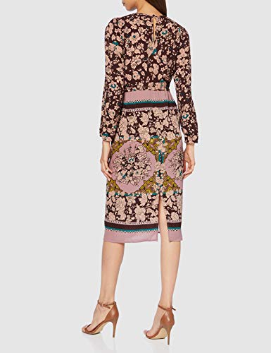 Sisley Dress Vestido, Multicolor (Negro/Cammello/Verde 72h), 44 (Talla del Fabricante: 42) para Mujer