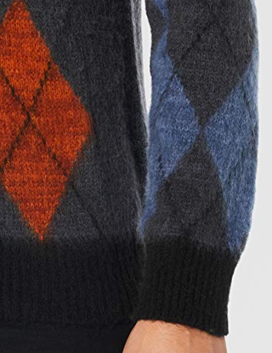 Sisley Sweater L/s suéter, Multicolor (Bianco/BLU 901), Small para Hombre