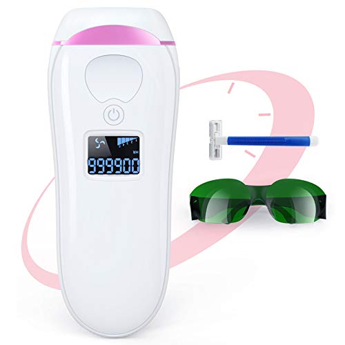Sistema de depilación IPL para mujeres y hombres, dispositivo de depilación permanente indoloro para 999,900 flashes, 2 modos de tratamiento de pelo para las axilas, cara y cuerpo