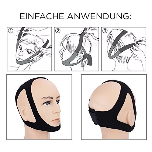 Sistema de solución contra el ronquido, profesional eficaz para dejar de roncar Dispositivos de ayuda para dormir Contiene correa para la barbilla + Dilatadores nasales + Banda contra