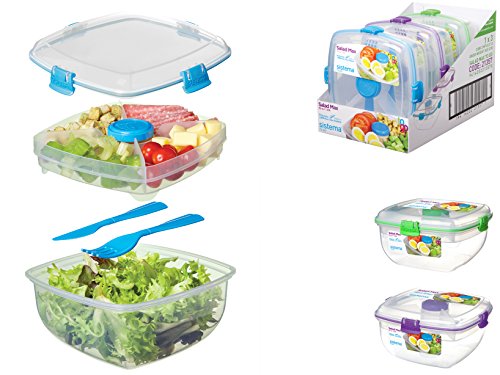 Sistema To Go - Lonchera, 3 plazas, plástico, transparente, 1.63 litros, colores surtidos