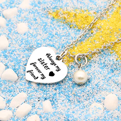 Sister Gifts - Collar de perlas para mujer y niña, regalo de cumpleaños de larga distancia, regalo de Navidad, siempre mi hermana para siempre amiga