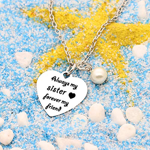 Sister Gifts - Collar de perlas para mujer y niña, regalo de cumpleaños de larga distancia, regalo de Navidad, siempre mi hermana para siempre amiga