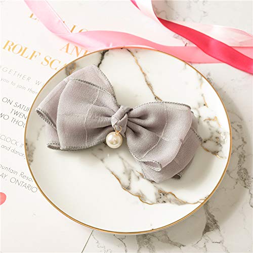 SIWUXIE Accesorios para el cabello 2018 encaje colgante de acero clip damas de gama alta boutique arco primavera clip de pelo, gris